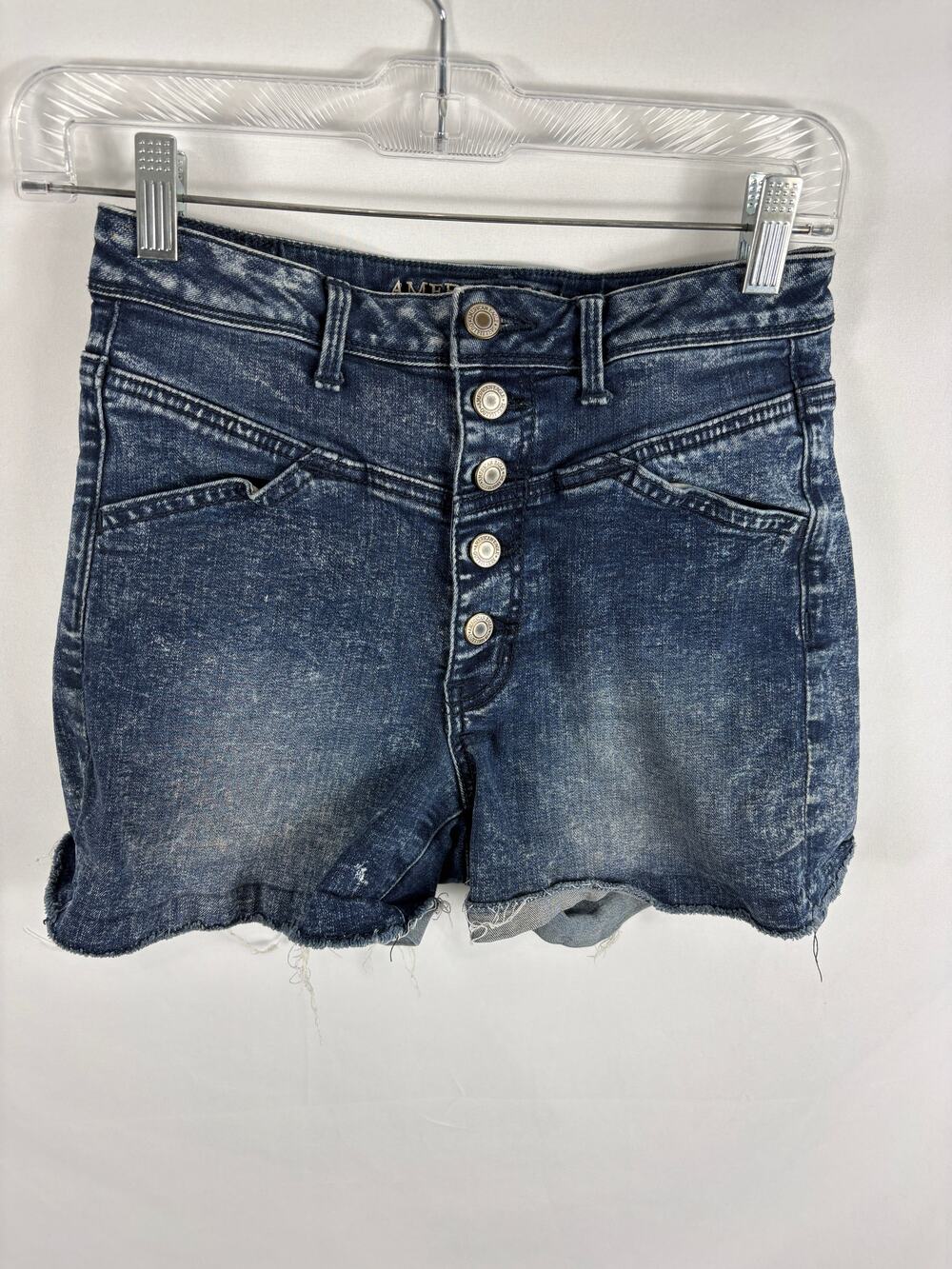 American Eagle Super Stretch Button Fly Jeans Shorts Size 4 - Picture 1 of 3
